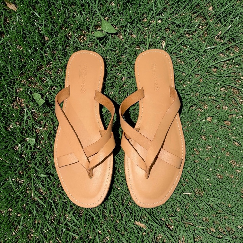 Madewell NWOB The Boardwalk Tan Leather Thong Sandal Size 8.5
